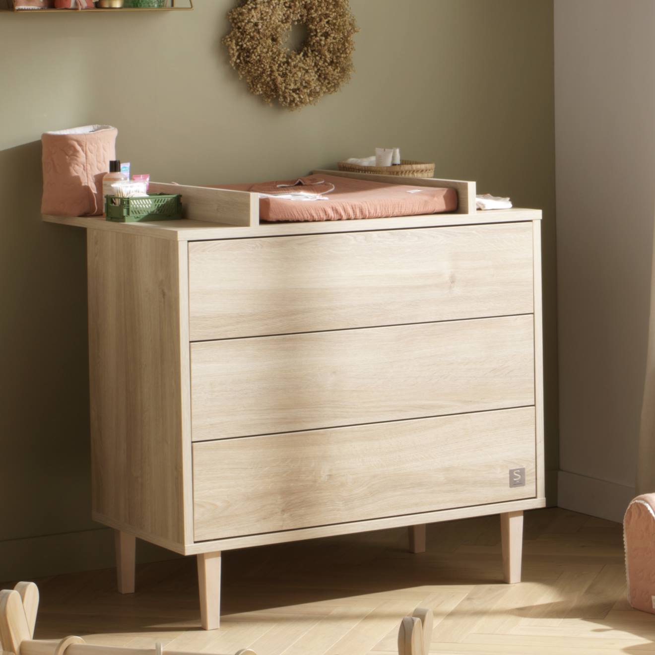 Commode 3 Tiroirs Gauthier En Bois Naturel - Dimensions L95 X H75 X P50 Cm - Occasion