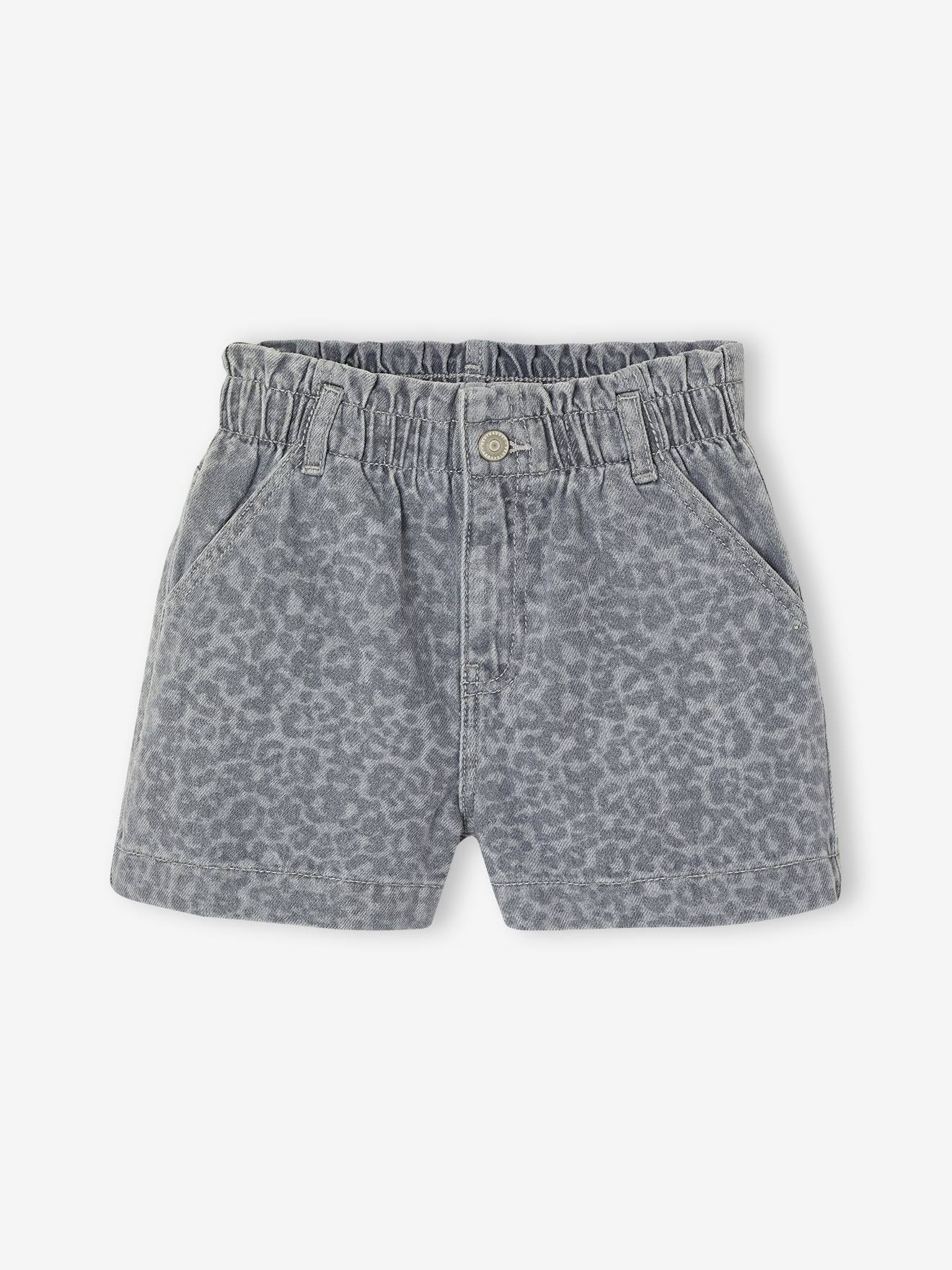 Short en jean bio light grey ganses ethniques bébé fille