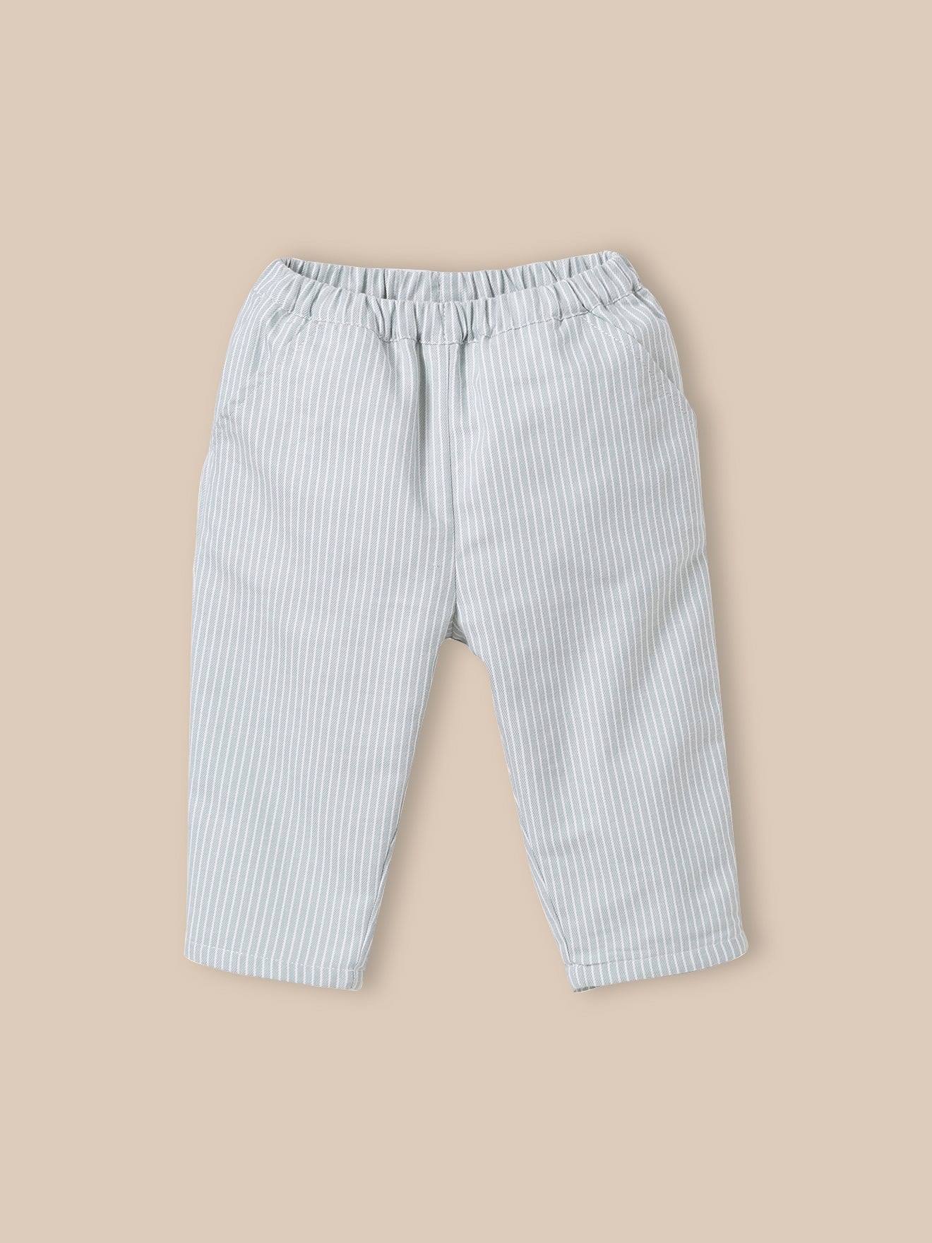 Pantalon large en coton à rayures pour fille, vert clair/blanc – ZIPPY