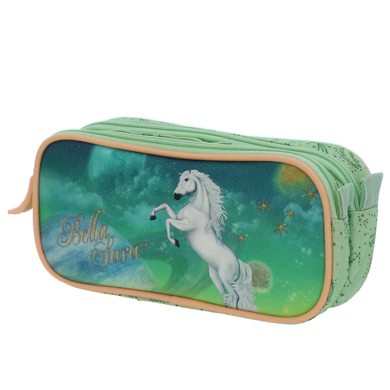 Trousse à Crayons Cheval – 2 Compartiments, Double Rabat, 22 Pièces Incluses – Rentrée Scolaire Et Cadeau Fille