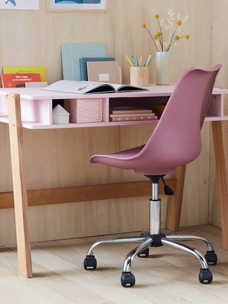 Chaise de bureau enfant à roulettes blanc+bleu marine+FRAMBOISE+gris+moutarde+rose+vert+violet 16 - vertbaudet enfant 