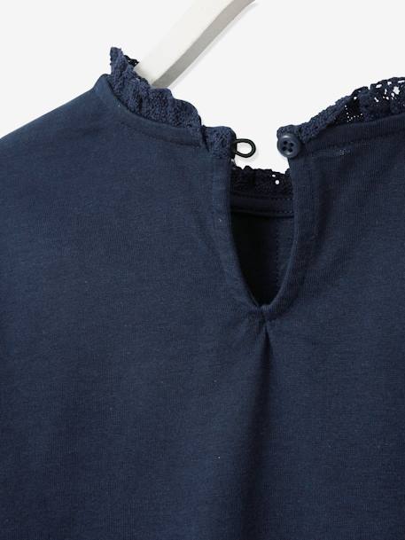 T-shirt blouse Basics fille détails en macramé BLANC MOYEN UNI+BLEU FONCE UNI+VERT CLAIR UNI 15 - vertbaudet enfant 