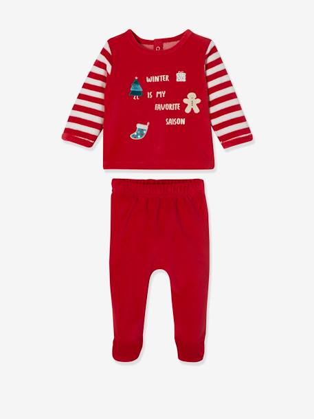 Bébé-Pyjama 2 pièces en velours bébé Noël