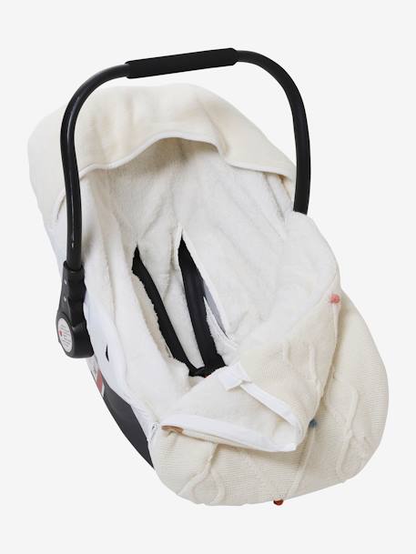 Chancelière tricot doublée polaire pour siège-auto coque - 0/9 mois BLANC CLAIR UNI+noisette 4 - vertbaudet enfant 