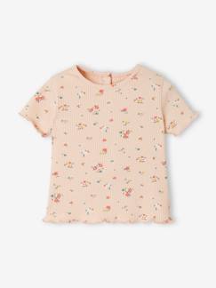 -T-shirt à fleurs en maille côtelée bébé