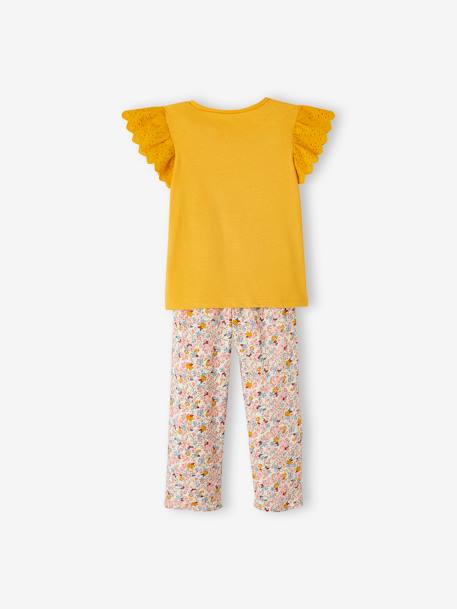 Ensemble T-shirt noué et pantalon fluide imprimé fille jaune d'or 4 - vertbaudet enfant 