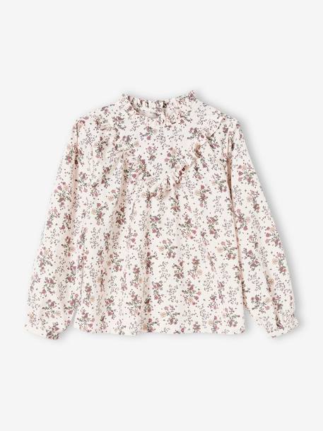 Fille-Chemise, blouse, tunique-Blouse victorienne motifs fleurs fille