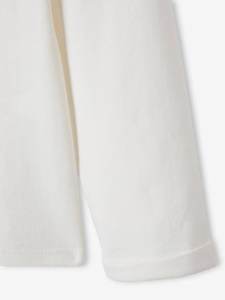 Tee-shirt 'Egérie' détails fantaisie fille manches longues beige poudré+blanc+vieux rose 11 - vertbaudet enfant 