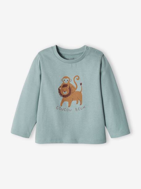 Lot de 2 T-shirts basics bébé motif animal et rayé bleu grisé+bronze 2 - vertbaudet enfant 