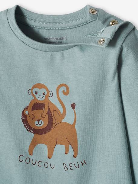 Lot de 2 T-shirts basics bébé motif animal et rayé bleu grisé+bronze 4 - vertbaudet enfant 