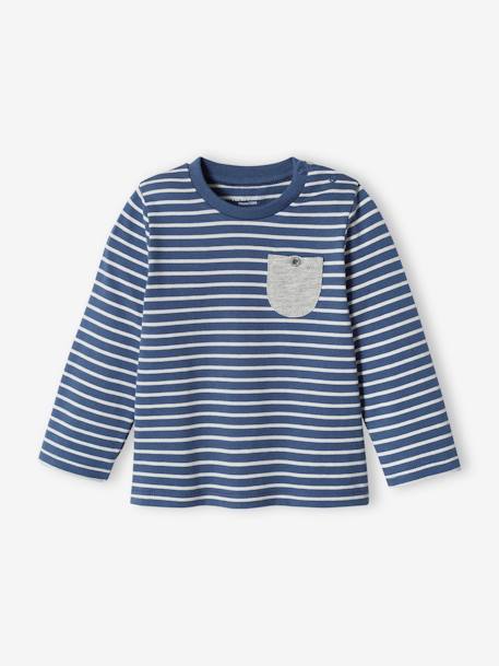 Lot de 2 T-shirts basics bébé motif animal et rayé bleu grisé+bronze 10 - vertbaudet enfant 