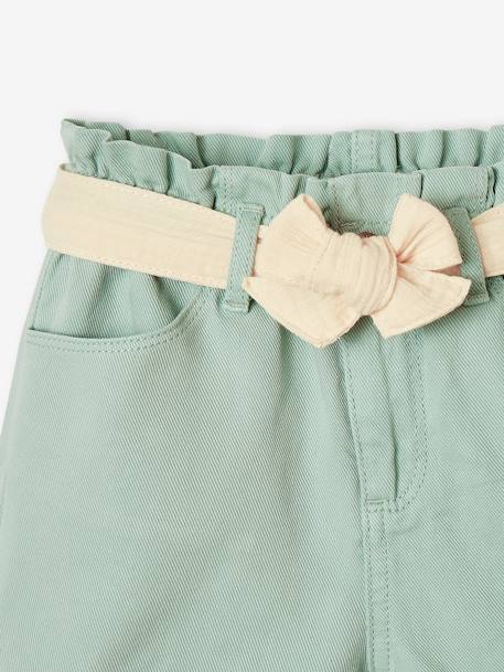 Short style paperbag fille et sa ceinture en gaze de coton rose poudré+sable+vert d'eau 16 - vertbaudet enfant 
