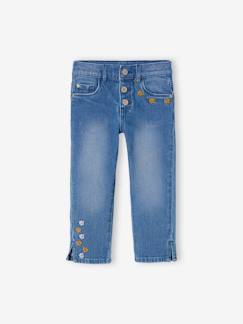 Pantacourt denim brodé fleurs fille  - vertbaudet enfant