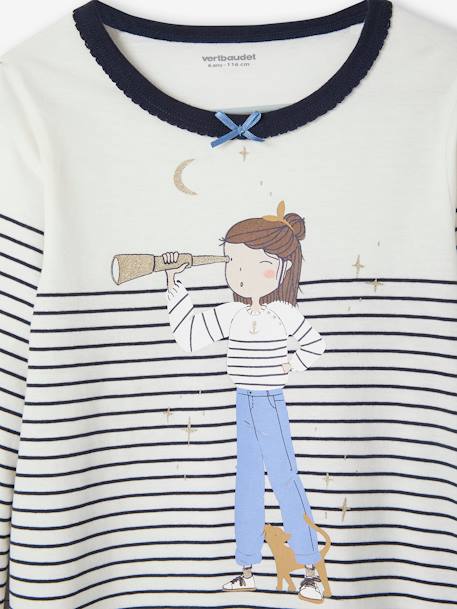 Chemise de nuit marinière 'égérie' + legging imprimé coeurs marine 3 - vertbaudet enfant 