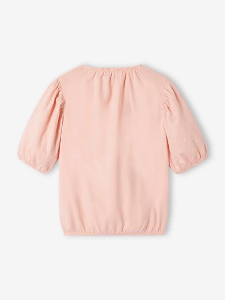Tee-shirt blouse brodé fille rose pâle 2 - vertbaudet enfant 