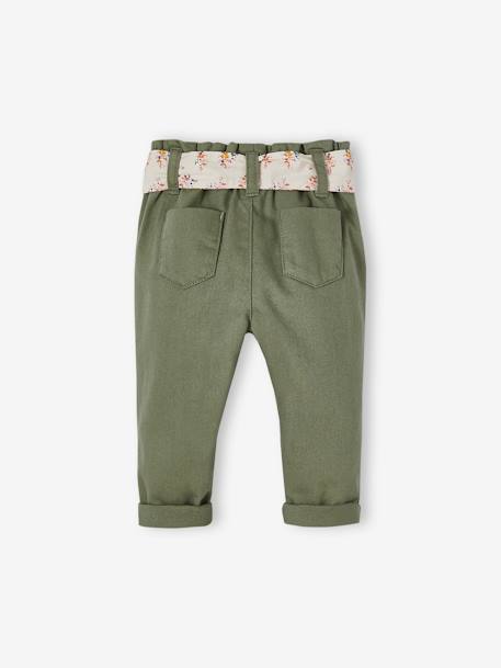 Pantalon paperbag bébé avec ceinture écru+lichen+rose pâle 6 - vertbaudet enfant 