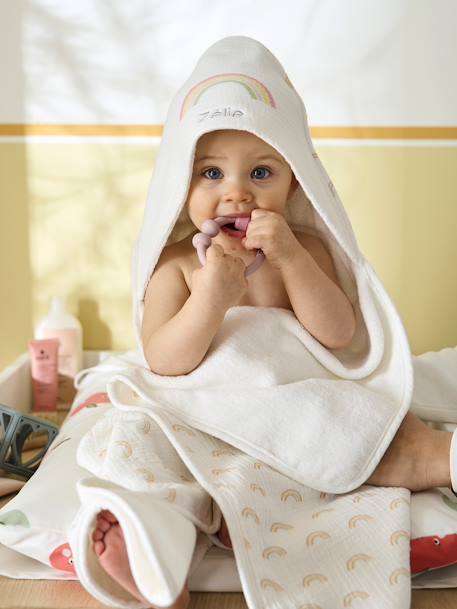 Vêtements bébé et enfants à personnaliser-Bébé-Cape, peignoir de bain-Cape de bain Rainbow personnalisable