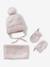 Ensemble bébé fille bonnet + snood + moufles rose pâle 1 - vertbaudet enfant 