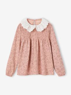 -T-shirt blouse col en broderie anglaise fille