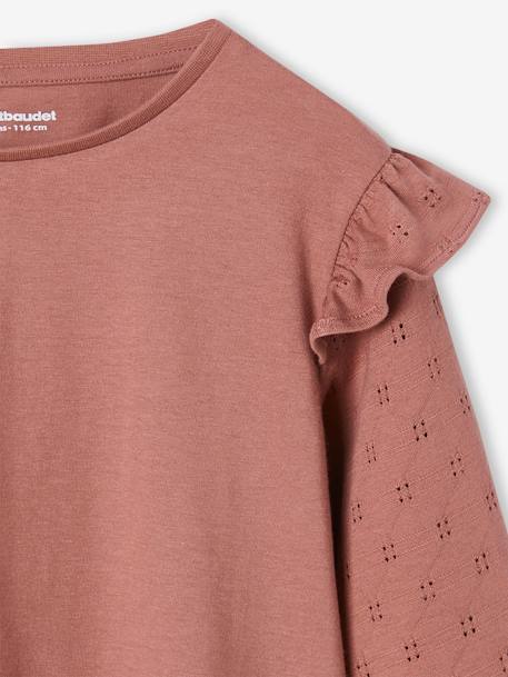 Tee-shirt volanté BASICS fille personnalisable bois de rose+écru+marine 6 - vertbaudet enfant 
