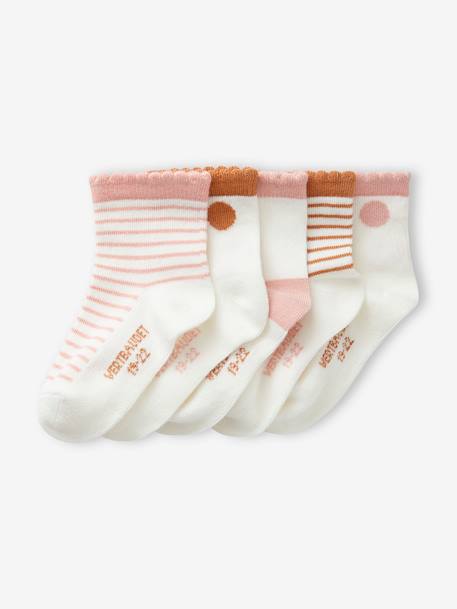 Bébé-Lot de 5 paires de chaussettes pois/rayures bébé fille