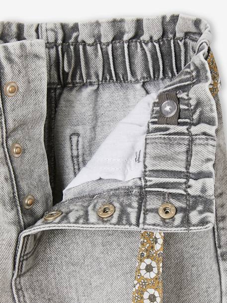 Jean style paperbag et sa ceinture fleurie fille denim brut+denim gris+stone 8 - vertbaudet enfant 