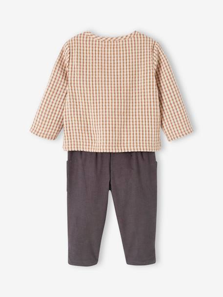 Ensemble bébé chemise vichy + pantalon en velours carreaux marron 4 - vertbaudet enfant 
