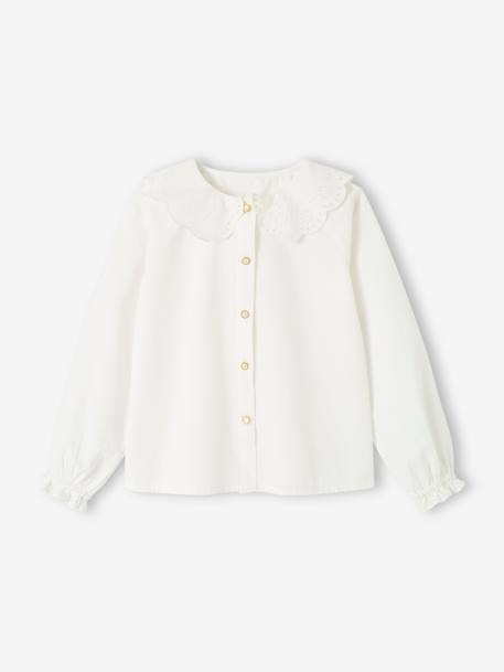 Fille-Chemise, blouse, tunique-Chemise col en broderie anglaise fille.