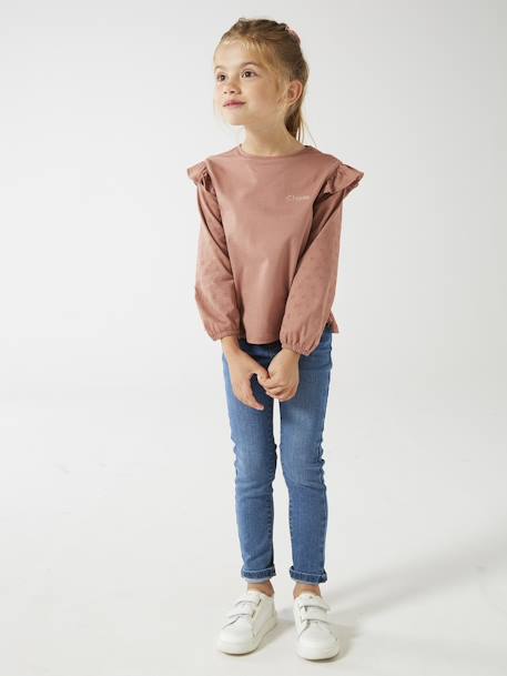 Tee-shirt volanté BASICS fille personnalisable bois de rose+écru+marine 7 - vertbaudet enfant 