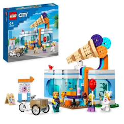 -LEGO® City 60363 La Boutique du Glacier, Jouet pour Enfants Dès 6 Ans, avec Vélo Cargo