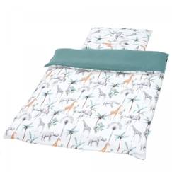 Linge de maison et décoration-Linge de lit bébé-Housse de couette-Parure de lit bébé en coton - SEVIRA KIDS - Safari - 120 x 150 cm - Blanc