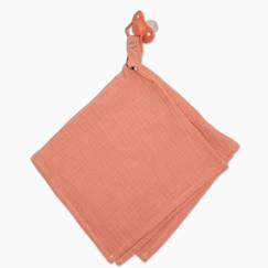 Doudou lange - attache tétine en gaze de coton - Jeanne Terracotta - Orange - Bébé - 40 cm x 40 cm  - vertbaudet enfant