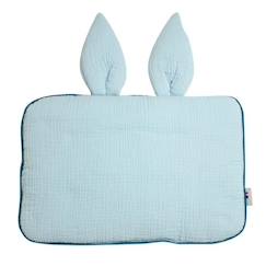 Oreiller plat lapin en gaze de coton - SEVIRA KIDS - Jeanne Bleu TU - Nomade - Confortable - Design original  - vertbaudet enfant