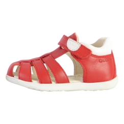 Chaussures-Chaussures fille 23-38-Sandales-Sandales enfant Geox - Plate Cuir - Macchia Rouge Blanc - Scratch - Confortable
