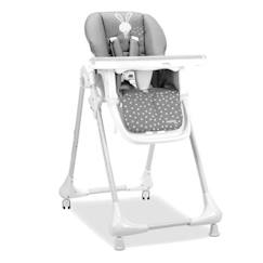 Chaise haute avec roues Baby Rabbit Gris - ASALVO - 19622 - Réglable - Blanc - 9 mois à 3 ans  - vertbaudet enfant