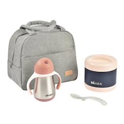 Puériculture-Repas-Set repas Beaba On-the-go Old Pink