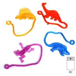 Jouet-Jeux d'imagination-Figurines, mini mondes, héros et animaux-Animal dino sticky 7 cm - SMIFFY'S - Jouet enfant - Rouge