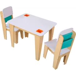 Chambre et rangement-Chambre-Bureau, table-Table-KidKraft - Ensemble de meubles table et 2 chaises de rangement Pocket en bois – Naturel