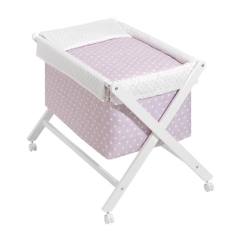 Interbaby berceau 90 x 55 cm bois/coton rose/blanc 5-pièces  - vertbaudet enfant