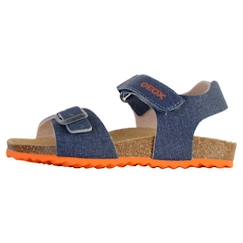 Chaussures-Chaussures garçon 23-38-Sandales enfant Geox - Ghita J028LB - Cuir - Scratch - Jeans/Orange