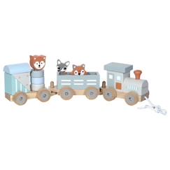 Jouet-Premier âge-Bascules, chariots de marche, trotteurs et porteurs-Petit train en bois - KINDSGUT - Animaux du zoo - Jouet premier âge