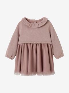 Robe de fête 2 en 1 bébé fille en molleton irisé et tulle  - vertbaudet enfant