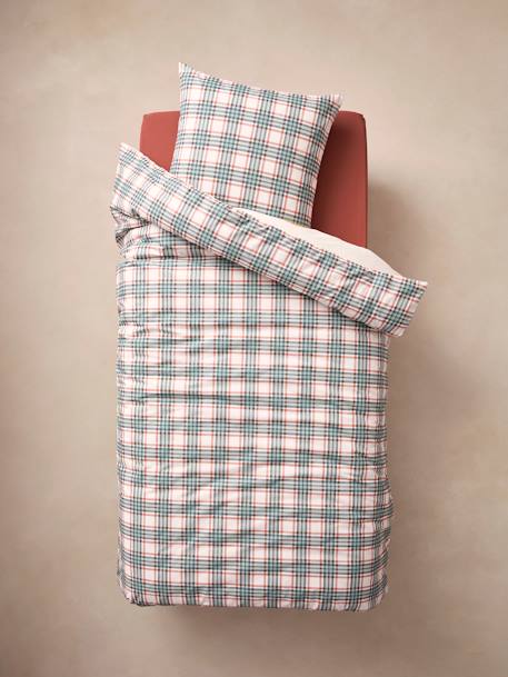 Parure housse de couette + taie d'oreiller avec coton recyclé DRAGON blanc imprimé 3 - vertbaudet enfant 