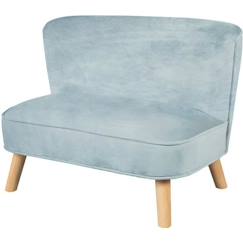 Chambre et rangement-Chambre-Chaise, tabouret, fauteuil-Fauteuil-ROBA Canapé Enfant en Velours Lil Sofa - Style Scandinave - Pieds en Bois Massif - Bleu clair