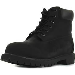 Chaussures-Chaussures fille 23-38-Boots, bottines-Boots enfant Timberland 6in Prem Black Nubuck - Cuir - Lacets - Noir