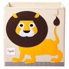 Boîte de rangement pour jouets - Lion - 3 SPROUTS - Toile de coton et feutrine polyester - 33 cm x 33 cm - Blanc  - vertbaudet enfant
