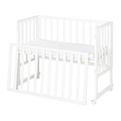 ROBA Berceau Cododo 3en1 Réglable "safe asleep®" 90 x 45 cm + Matelas + Barrière et 4 Roulettes avec freins- Bois Laqué Blanc  - vertbaudet enfant