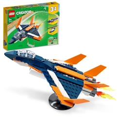 Jouet-LEGO® Creator 31126 L’Avion Supersonique, Jouet 3 en 1 Hélicoptère Bateau Avion