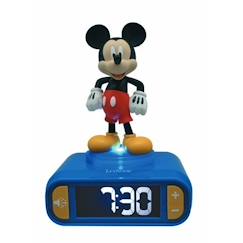 Linge de maison et décoration-Décoration-Réveil-Réveil digital avec veilleuse lumineuse Mickey en 3D et effets sonores