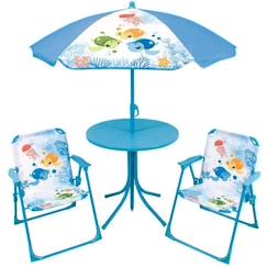 Chambre et rangement-Fun house ma petite carapace salon de jardin tortues pour enfant avec une table, deux chaises et un parasol